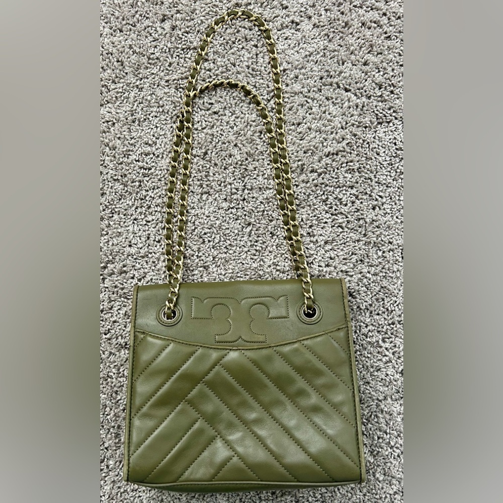 Tory Burch Olive Green Leather Alexa Shoulder Bag